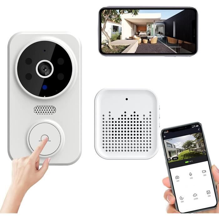 XTU Sonnette Sans Fil Avec Caméra, Sonnette Vidéo WiFi Avec Caméra Et