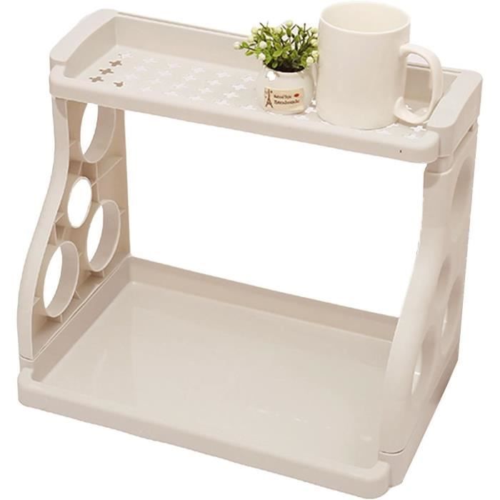 WODFARR Étagère Sous Évier 2 Niveaux Coulissante – Support Rangement Cuisine Blanc, Acier Anti-Rouille 37,4 X 26,5 X 44 Cm