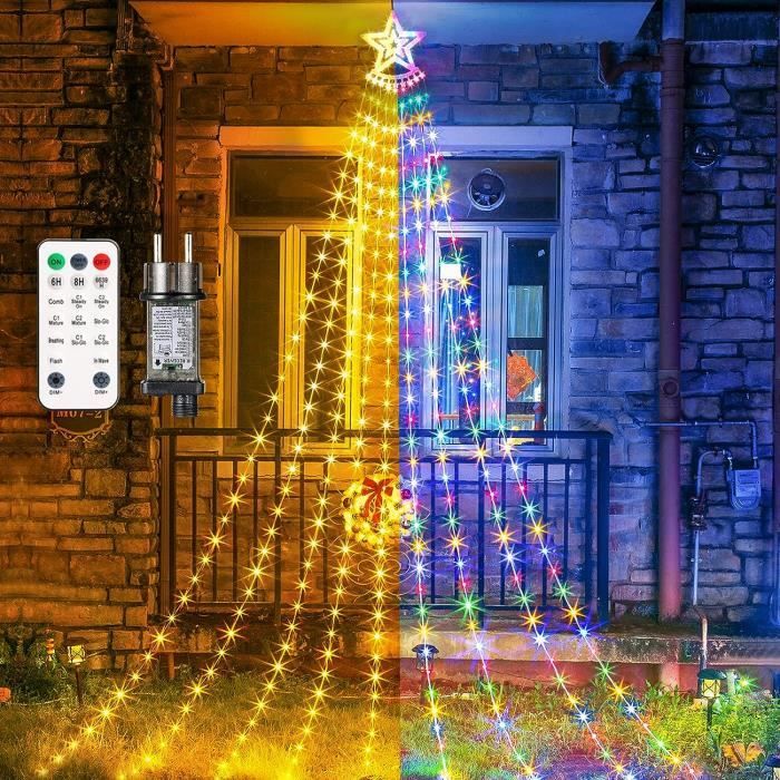 Guirlande Lumineuse Sapin Noël 200 LED – 10 Fils De 2m, 8 Modes, Minuterie, IP44 Étanche, Multicolore, Décoration Fêtes Parfaite