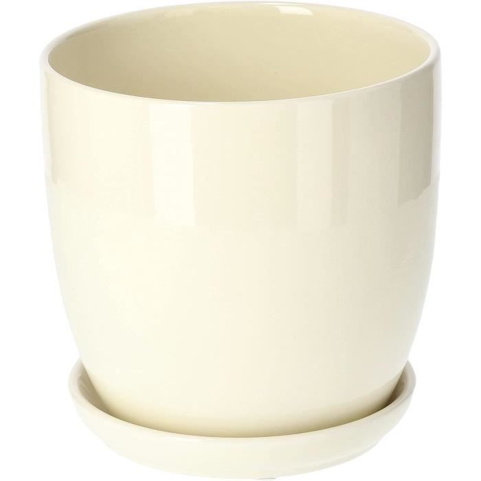 KOTARBAU® Pot de Fleurs en céramique avec bac d'égouttement Jaune