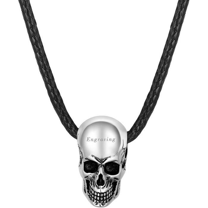 Collier Acier Inoxydable Homme Beydodo - Pendentif Tête De Mort Hip Hop Polie