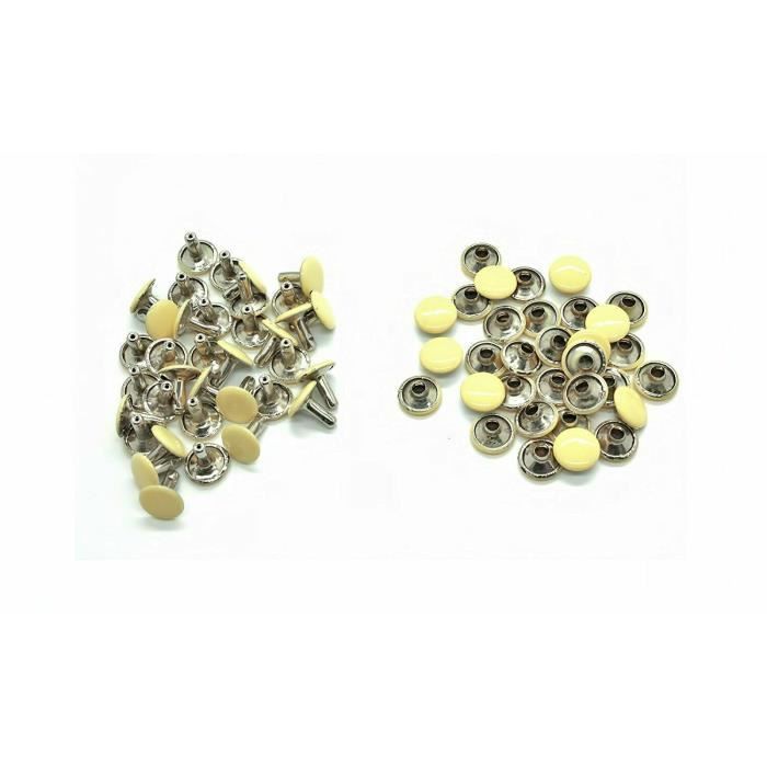 Lot De 60 Rivets Tubulaires En Métal Doré Pour Travail Du Cuir - Double Capuchon, Dimensions 10 X 8 Mm