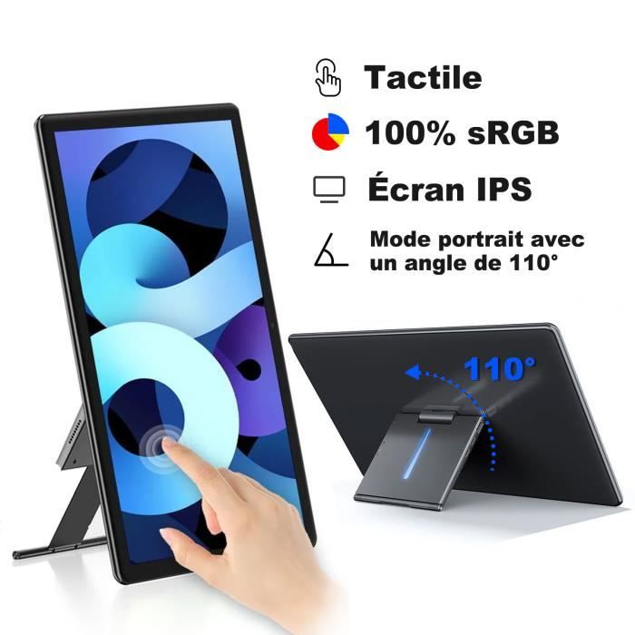 Écran tactile portable 15,6 1920 x 1080 USBC avec écran IPS ultra-fin HDMI  USBC, prêt à l'emploi, moniteur externe HDR pour ordinateur portable, PC