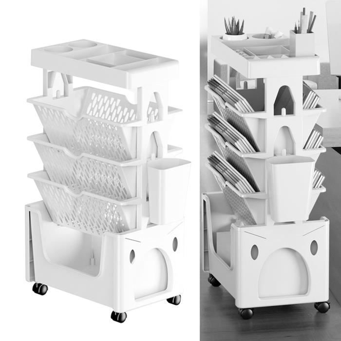 Bibliothèque Mobile Avec Roulettes NUODWELL - Organisateur 5 Ou 6 Niveaux Pour Enfants, Bureau