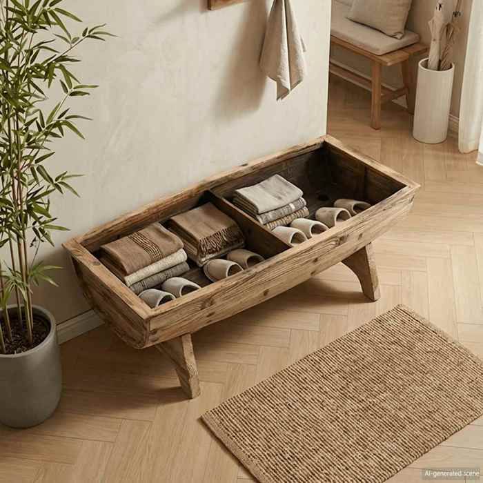 vidaXL Banc de rangement Bois massif et tissu 103 x 51 x 44 cm 245767