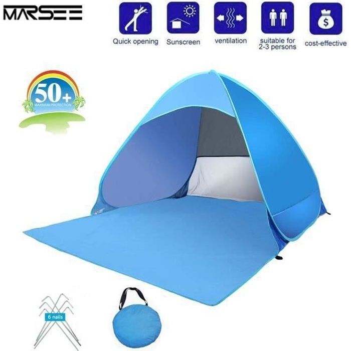 GK10163-Tente de Plage Portable Pop-up Automatique Abris de Plage UPF 50+ Tentes instantanées pour Famille 3 Personne 165 * 150 * 1