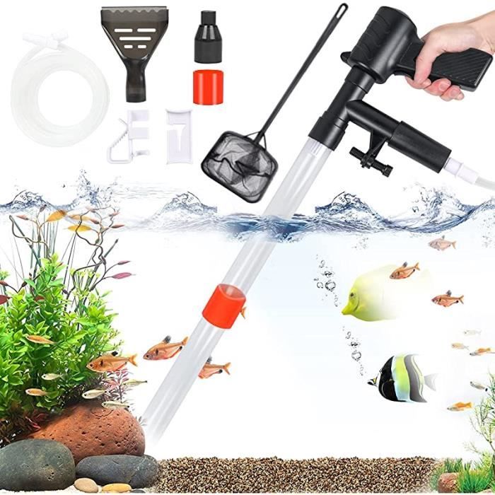 Comparer les prix de Aspirateur de Boues d'Aquarium, 5 in 1 Kit de Nettoyage de Gravier d'Aquarium, avec Bouton Pression d'air, Grattoir en Verre