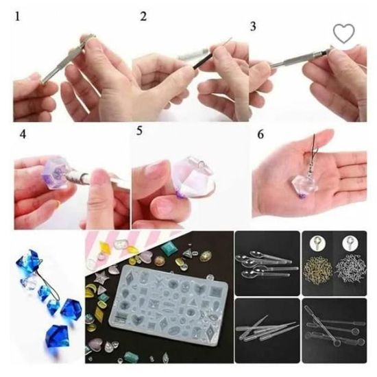 Kit Résine Époxy 503 Pièces - Moules Silicone Pour Bijoux, Crochets Oreille & Anneaux - Création DIY