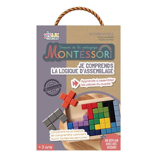 Puzzle En Bois Éducatif – Jeu De Géométrie Et De Logique Pour Enfants – Stimule La Créativité Et La Réflexion – Idéal Maison, Voyage Ou Cadeau
