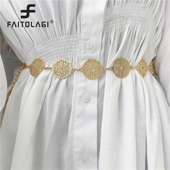 Ceinture Femme Style Cowboy - Accessoire Mode Avec Motifs Circulaires Métalliques | Pour Robe, Jupe, Pantalon