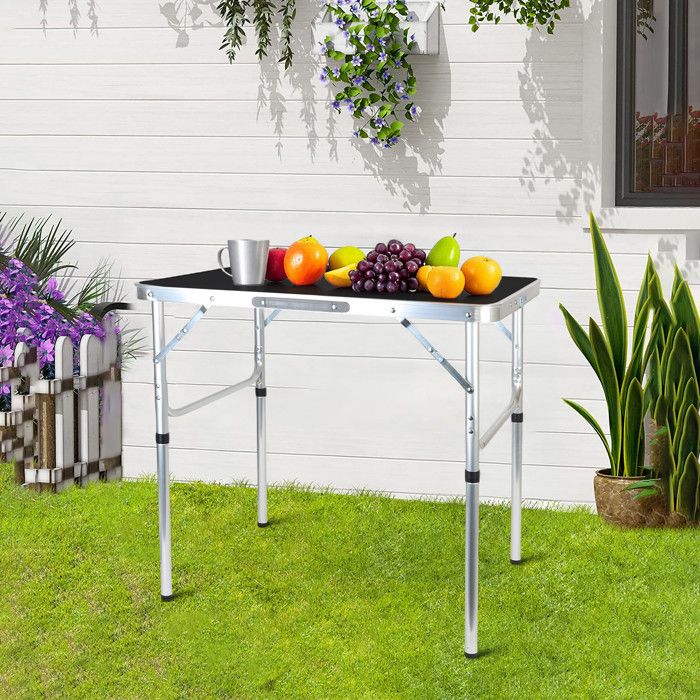 Relaxdays Table pliable, support pliable camping, réglable en hauteur