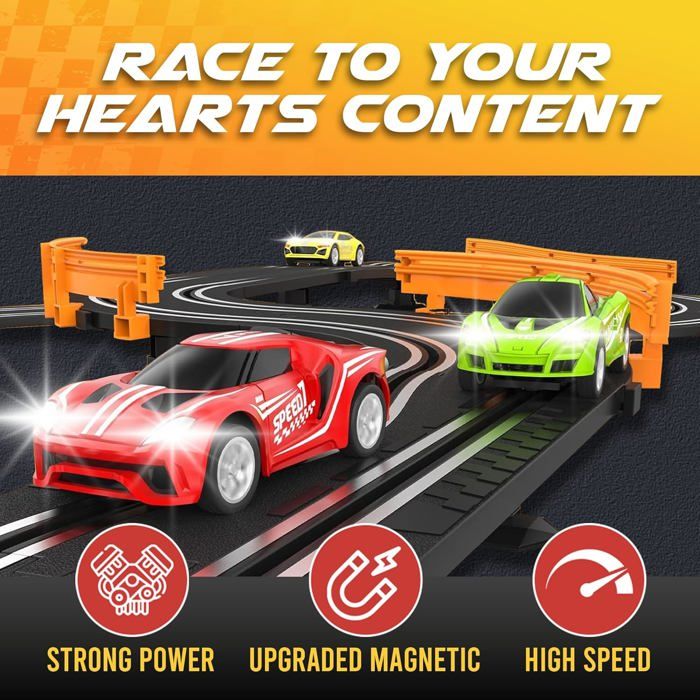 APOMOONS Circuit de course automobile original pour Magic Tracks - Jouet pour adulte - Voiture de course - Jouet pour adultes - Coins russes Strax Voitures Carrera Roll Up Car Track