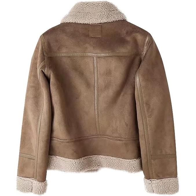 Veste de Motard pour Femme Veste Polaire en Fausse Fourrure