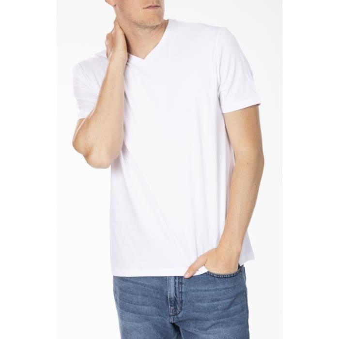T-shirt L'Essentiel blanc col V Homme