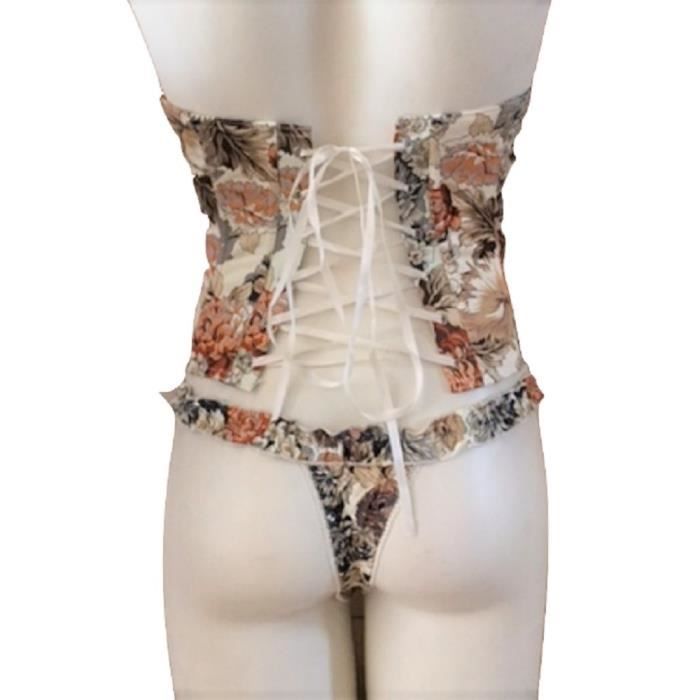 SZIVYSHI Bustier Corset Sous La Poitrine Femme - Effet Sablier Victorien Avec Baleines Flexibles
