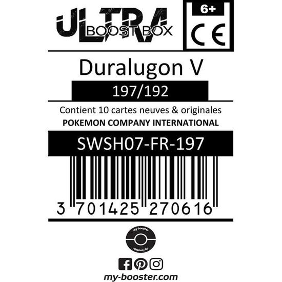 Duralugon V 197/192 Full Art Poing Final - Ultraboost X Epee et Bouclier 7 Evolution Celeste - Coffret de 10 Cartes Pokemon F - Cdiscount Jeux - Jouets