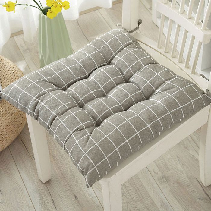 Lot de 4 coussins de chaise épais avec attaches pour chaises de salle à manger en métal avec housse texturée et amovible, 35,6 x 35,6 cm, beige