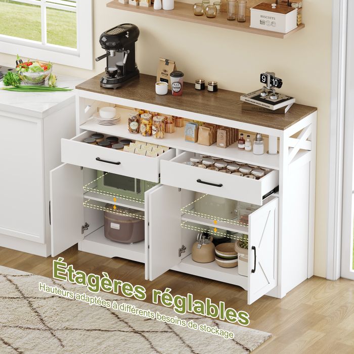 GIANTEX Buffet Cuisine Rangement, 2 Portes Coulissantes, Étagère