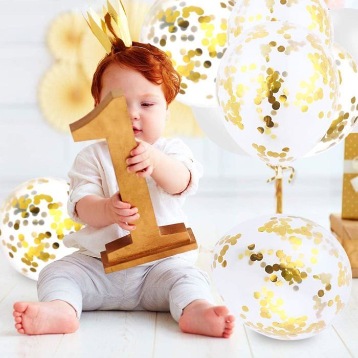 60 Pièces Ballons Dorés Anniversaire - Ballons Hélium Confettis Or, Blanc Et Métalliques Pour Fêtes