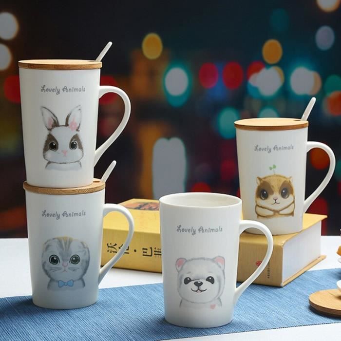 Tasses,Tasse à café motif écureuil-ours-lapin-chat,Style japonais,1 pièce, 350mL,avec cuillère et - Type Cute Squirrels Mug - Cdiscount Puériculture &  Eveil bébé