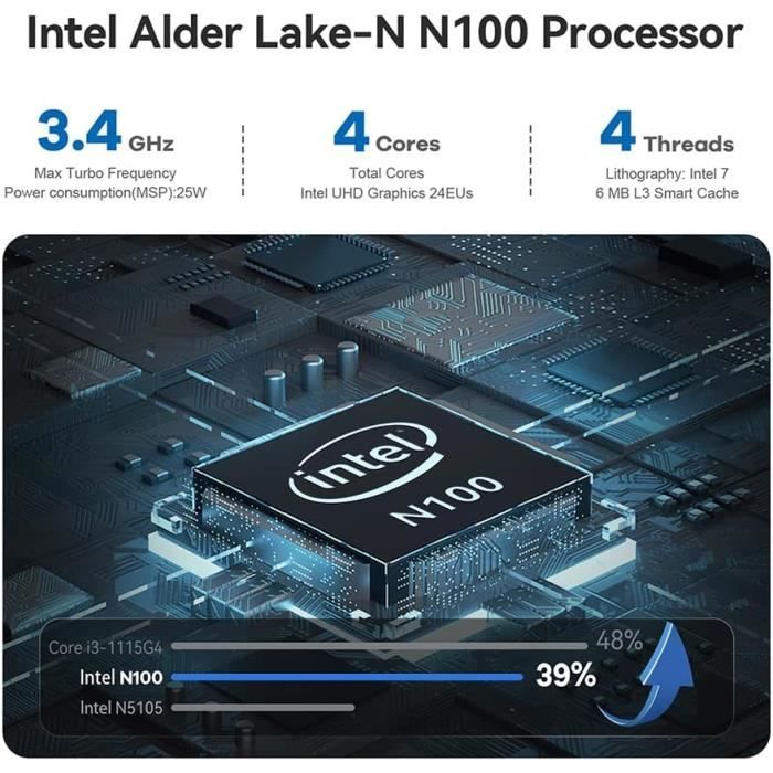 Beelink EQ12 Mini PC Intel Alder Lake-N100 – 16 Go DDR5, 500 Go