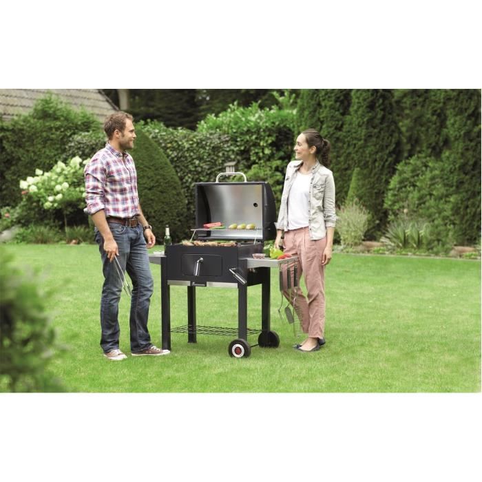 Barbecue a charbon LANDMANN Grille en acier emaille Surface de cuisson 42 x 56 cm Noir Cdiscount Jardin