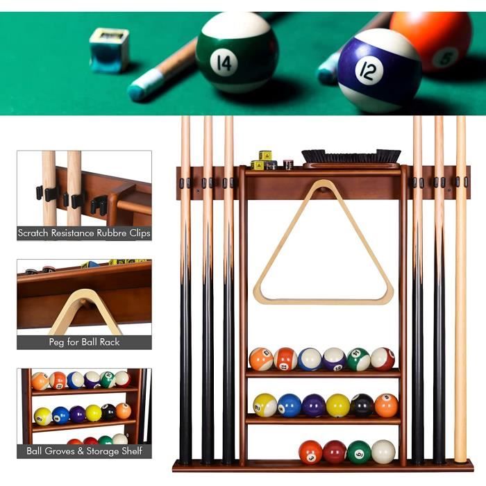 Snooker - Limics24 - Queue Billard Support Mural Baton Rangement Bois  Massif Trous 15 Porte-Balles - Cdiscount Jeux - Jouets
