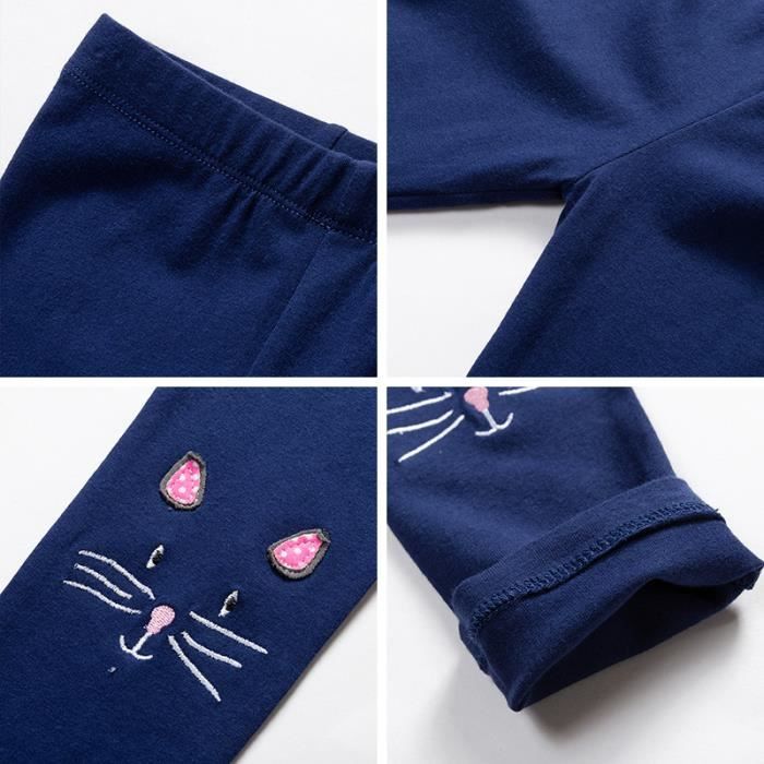 Pantalon Fille de 2 ans a 7 ans Stretch Taille standard elastiquee Broderie