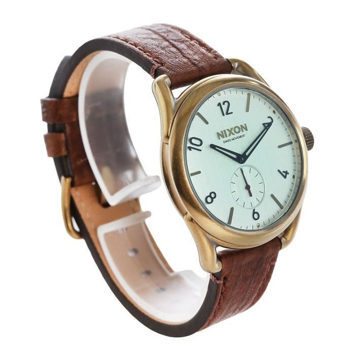 NIXON Montre C39 Leather Cuivr Verte et Marron pour homme