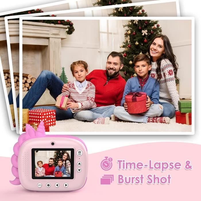 Appareil Photo Instantané Pour Enfants - Imprime Les Photos Sans Encre - Écran 2,4", Vidéo 1080P - Cadeau 3-14 Ans