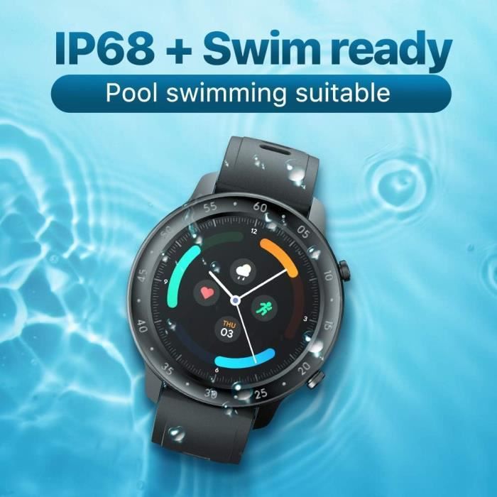 Montre connectée Gtx Fitness pour homme et femme, autonomie de 10 jours, étanche IP68, idéale