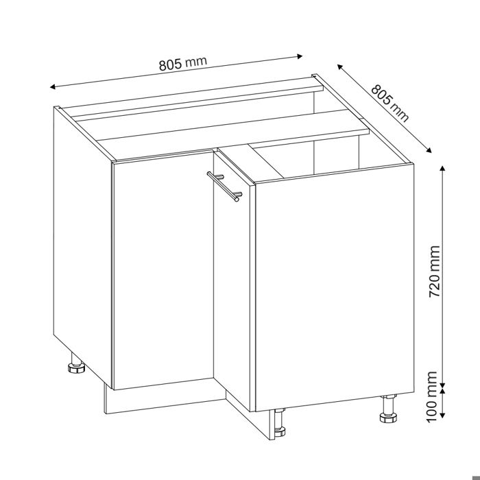 Cuisine en angle grisbeige/chêne doré 190x46x81.6 fame-line
