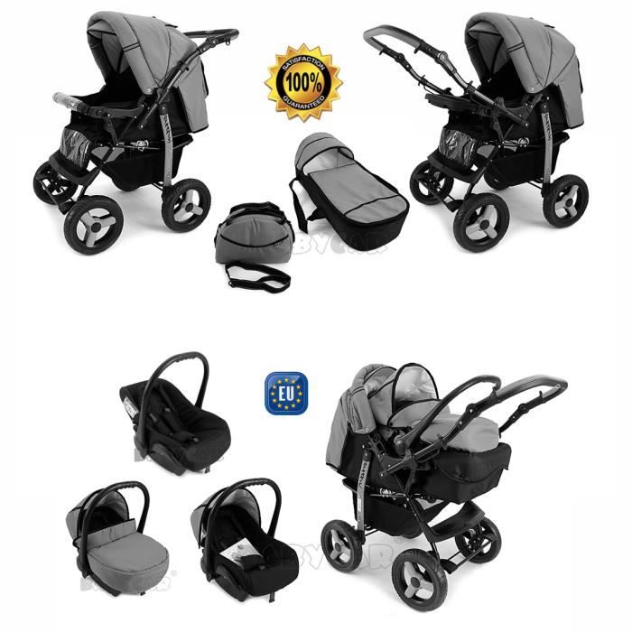 Poussette combinée dynamic 3 en 1 avec accessoires - siège auto - couffin -  poussette canne – rose - Conforama