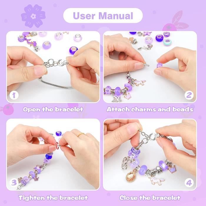 Kit Fabrication Bracelets & Colliers Fille 4-12 Ans - Perles, Breloques Licorne, Cadeau Créatif Kit Bracelet Fille 4-12 Ans