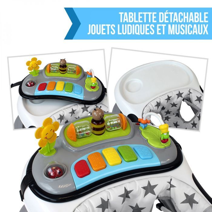 Trotteur Bébé 2 En 1 Réglable (6-18 Mois) - Avec Panier De Basket Et Musique, Pliable, Jusqu'à 12kg, Rose