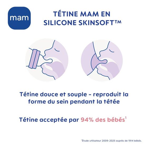 Lot De 2 Biberons MAM Easy Start Anti-Colique 160ml - Tétine Débit 1 - Couleur Lilas Et Sable