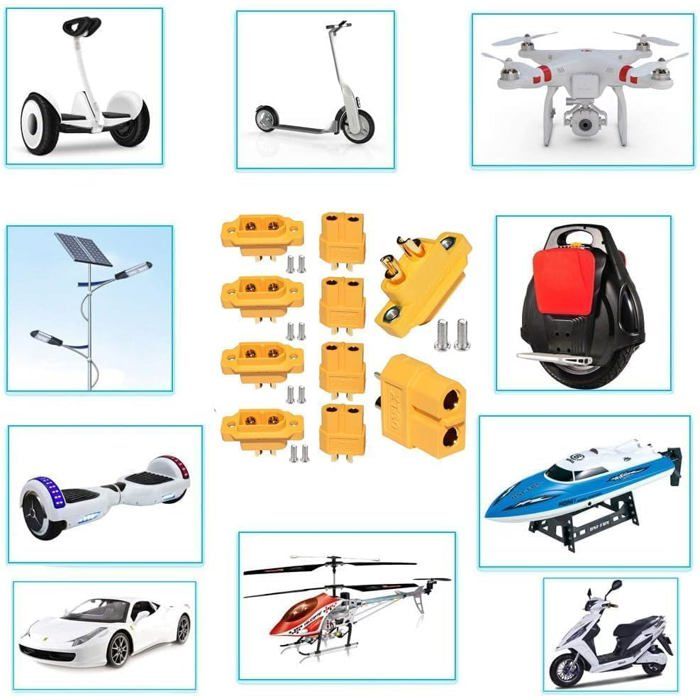 LINSYRC Lot de 2 connecteurs mâles XT60E-M XT60 avec câble de 20 cm 12 AWG pour drone quadrirotor RC Lipo FPV Racing (câble XT60E-M LINSYRC Lot de 2 connecteurs mâles XT60E-M XT60 avec câble de 20 cm 12 AWG pour drone quadrirotor RC Lipo FPV Racing (câble XT60E-M