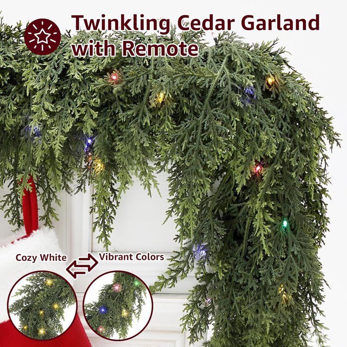 Guirlande De Noël En Cèdre Artificiel - Décoration Intérieur/extérieur - 3 Tailles Disponibles - 3