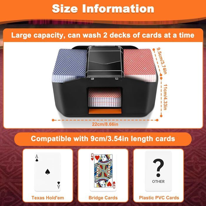 Mélangeur De Cartes Automatique Apkezel - Batterie Rechargeable 2000 MAh, Trieur Électronique Silencieux Avec Queue Réglable Pour Poker, UNO Et Jeux De Cartes