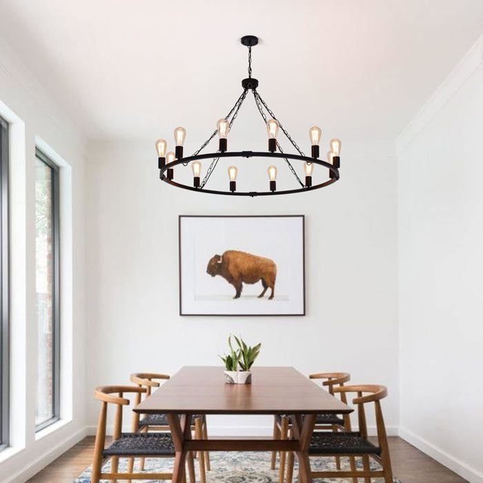 17 Stories Lustre de ferme moderne avec 8 lumières, lustre réglable en
