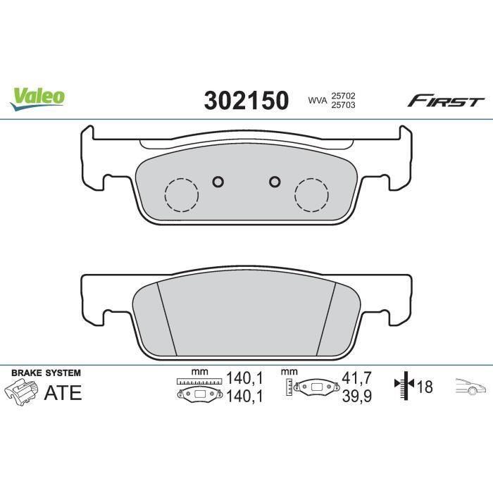 VALEO 302487 Jeu De Plaquettes De Frein Essieu Avant, Contact
