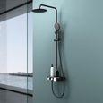 Colonne de douche noir Sogood système de douche flexible avec robinetterie mitigeur douchette à mains pomme haute-0