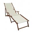 Chaise longue de jardin blanche avec repose-pieds, chilienne, bain de soleil pliant 10-303F-0
