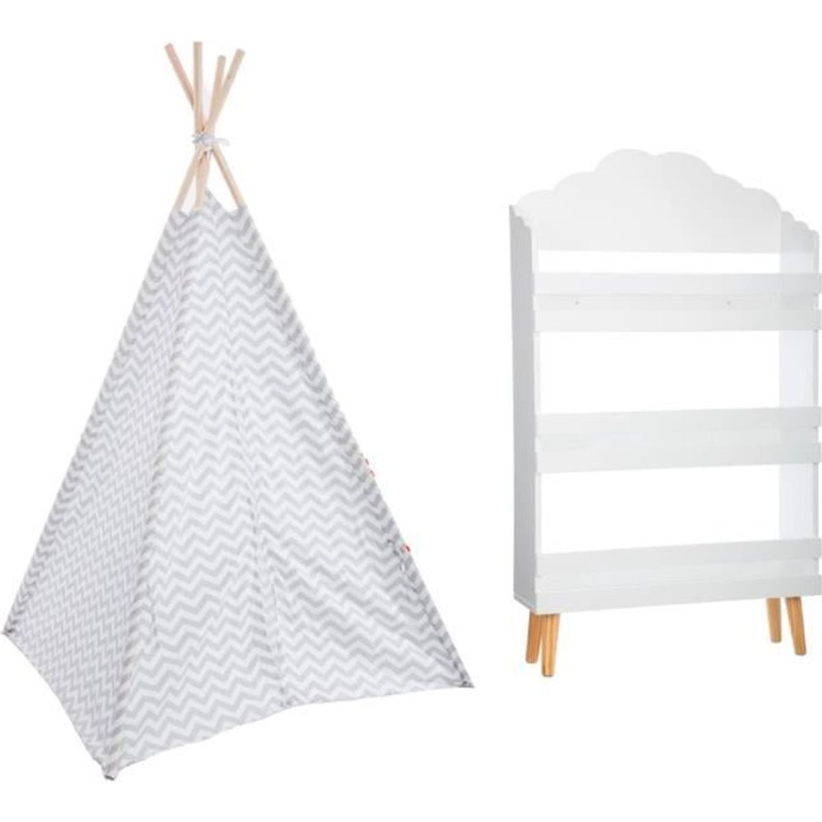 Bibliotheque Nuage Blanc 3 Etageres Tipi Decoration Gris H160 Pour Enfant Cdiscount Puericulture Eveil Bebe