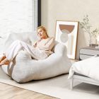 Fauteuil Pouf Poire Adulte Enfant - RELAX4LIFE - en Velours - Accoudoirs - Canapé Moelleux Ultra-Doux - Fond Antidérapant -Beige