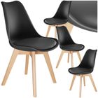 Chaises de salle à manger - TECTAKE - Lot de 4 fauteuils repas FRÉDÉRIQUE style scandinave forme ergonomique - Noir