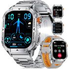 1...LIKE NO OTHER Montre Connectée Homme avec Appel Bluetooth, 2.13'' Amoled Display Montre Intelligente, LED Lampe/Podometre, Argent
