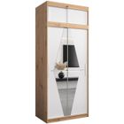 ABIKSMEBLE Boliwia 100 Armoire à Deux Portes Coulissantes avec Miroir, Tringle, Étagères et Extenstion 100x240x62 cm Artisan, Blanc