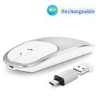 JUSTUP Souris sans fil rechargeable, souris pour ordinateur portable en métal 2.4G silencieuse sans fil, souris USB portable mince