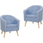 Fauteuil de salle à manger en tissu - JEOBEST - Lot de 2 - Style scandinave - Bleu